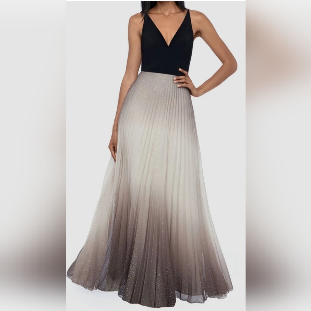 NwT Betsy and Adam Maxi Ombre Glitter‎ Elegant Chic Maxi Dress sz 2